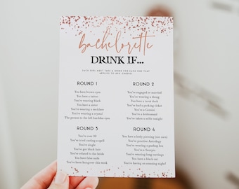 Rose Gold Bachelorette Party Game, Bachelorette Drink If Game, Editable Template, Fun Bachelorette Party Game, Hen Party Games, Ideas RGC
