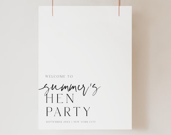 HARPER Minimal Hen Party Welcome Sign, Hen Weekend Welcome Sign, Modern Minimalist Welcome Board, Hen Party Decor, Elegant Welcome Sign HP2