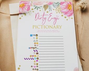DIRTY Emoji Pictionary Game, Bachelorette Games Printable, Bachelorette Party Games, Hen Party Games, Hen Do Games, Dirty Emoji Game, BG1