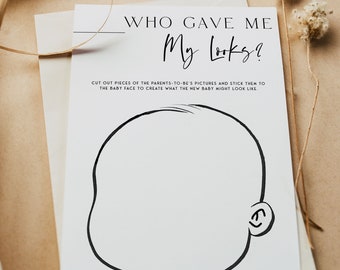 Who Gave Me My Looks Game, Printable Baby Shower Games, Modern Baby Shower, Editable Baby Games Coed Baby Game Baby Shower Activity AH1