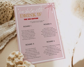 DIRTY Bachelorette Drink If Game, Palm Springs Bachelorette Party, Bachelorette Party Games, Editable Template, Cali Bachelorette, Pink PM2
