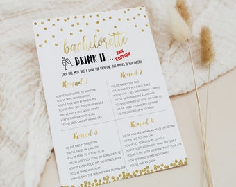 DIRTY Bachelorette Drink If Party Game, Bachelorette Party Games, Bachelorette Weekend Games, Rude Bachelorette, Hen Party Games, Gold, GC1