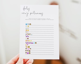 DIRTY Emoji Pictionary Game, Fun Bachelorette Party Games, Hen Party Games, Rude Bachelorette Games, Printable Games Instant Download WL1