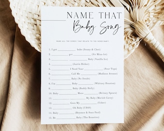 Name That Baby Song, Printable Baby Shower Games, EDITABLE Baby Shower Games, Guess The Baby Song Modern Baby Shower Games Fun Baby Game AH1