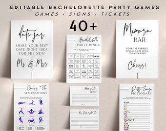 40 BACHELORETTE Games Bundle, Dirty Bachelorette Party Games, Modern Bachelorette Editable Template, Hen Party Games, Willy Game HP2