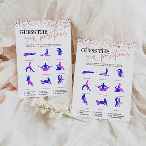 Bachelorette Party Game, Guess the Sex Positions, Funny Hen Party Games, Hen Do, Printable Games, Rose Gold Bachelorette Download RGC