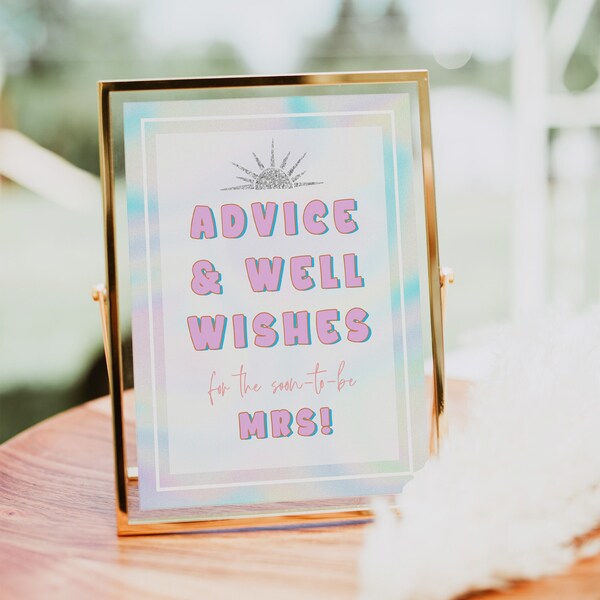 Space Cowgirl Bachelorette Party, Advice & Well Wishes for Soon to be Mrs Sign, Disco Bachelorette Party, Printable Signs, Hen Party SC2