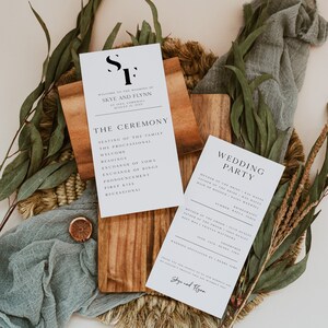 SKYE | Modern Wedding Program Template, Editable Wedding Program, Modern Wedding Program, Printable Wedding Program, Minimal Wedding