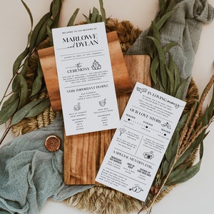 MARLOWE | Infographic Wedding Program Template, Editable Wedding Program, Minimalist Wedding Program, Printable Wedding Program, Elegant, MD