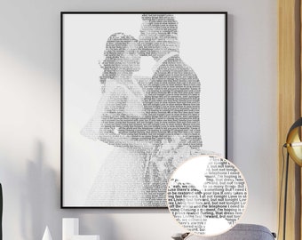 Favourite Song Lyrics Wall Art From Your Photo, First Dance Song Lyrics Wall Art, Paper Wedding Anniversary Gift, Wedding Vows Gift, Couple