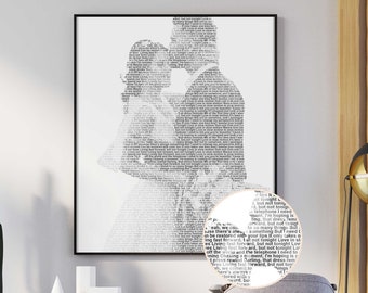 Lieblingssongtext, Wandkunst von Ihrem Foto, Erster Tanzsongtext, Wandkunst, Papierhochzeitstaggeschenk, Hochzeitsgelübde Geschenk, Paar