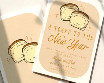 New Year’s Eve Invitation Template, A Toast to The New Year Party Invite, Editable Canva Template, Modern New Years Eve Party Invite, Fun