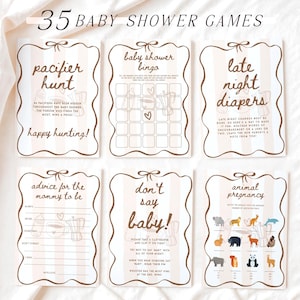 Jogos editáveis para chá de bebê com o tema "O Bebê Está a Caminho", 35 jogos editáveis para chá de bebê, Chá de Bebê "Conte Tudo", Chá de Bebê com Tema de Café ABB