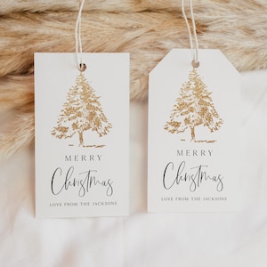 Editable Gold Christmas Gift Tag, Printable Christmas Gift Tag, Holiday Party Tag, Editable Christmas Gift Tag, Download, Christmas Tree