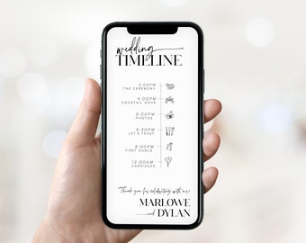 MARLOWE | Digital Wedding Timeline Template, Order of the Day for Phones, Electronic Wedding Timeline, Order of Events Timeline, Mobile, MD