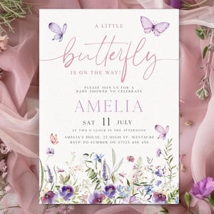 Butterfly Baby Shower Invitation Template, Butterfly Wildflower Baby Shower Invite, Butterfly Girl Baby Shower Invite, Baby Butterfly BF3