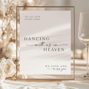 PRINTED + SHIPPED Dancing With Us In Heaven Sign, In Loving Memory Sign, In Memory Wedding Sign, Wedding Memorial Sign, Memorial Table Sign