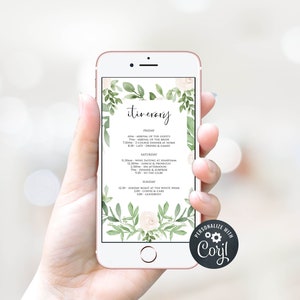 DIGITAL Itinerary Template, Summer Garden Party, Bachelorette Weekend Itinerary, Hen Weekend Itinerary, Birthday Itinerary, Greenery WG1