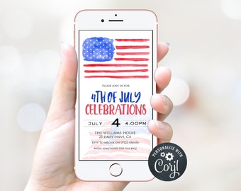 EDITABLE 4th July Invite, Independence Day Mobile Invite, American Independence Day Invite, Patriotic Invite, Memorial Day Invite, July IP1