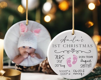 Baby's First Christmas Ornament, Personalised New Baby Ornament, Baby Photo Ornament, Baby Keepsake Ornament, First Christmas Gift