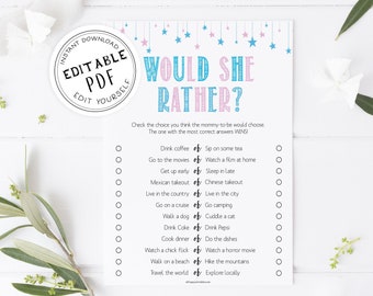 EDITABLE Would She Rather Game Printable Baby Shower Games | Etsy