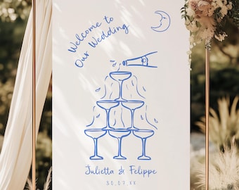 PRINTED + SHIPPED Large Hand Drawn Wedding Welcome Sign, Welcome to our Wedding Welcome Sign, Champagne Wedding Sign, Wedding Sign Printing