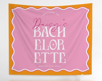 Bachelorette Party Welcome Backdrop, HOT PINK Bachelorette Welcome Banner, Bachelorette Party Decor, Bachelorette Weekend Welcome Sign DS2