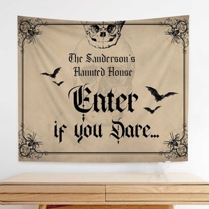 Halloween Party Backdrop, Enter If You Dare Halloween Sign, Vintage Halloween Party Sign, Our Haunted House Sign, Adult Halloween Party