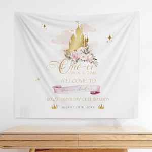 PRINCESS First Birthday Party Backdrop. One-ce upon a Time Erster Geburtstag Willkommen Backdrop. Prinzengeburtstag, Märchengeburtstag PR1