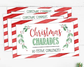 Christmas Party Game, Christmas Charades, Printable Christmas Party Games, Printable Christmas Charades, Christmas Day Games, Family, Kids