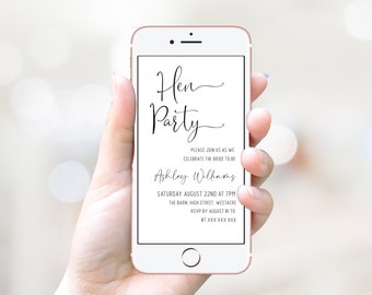 MINIMALIST | Digital Hen Party Invitation, Modern Hen Party Invite, Hen Weekend Invite, Phone Invitation, Mobile, Editable Invitation M2