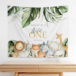 Wild One 1st Birthday Welcome Backdrop, Wild One Birthday Welcome Banner, Safari Wild One Party Decor, Jungle First Birthday Banner  WO1