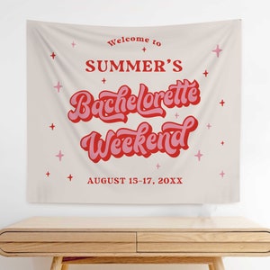 Fondo retro de bienvenida para despedida de soltera, pancarta de bienvenida de los años 70, decoración para despedida de soltera, letrero de bienvenida para fin de semana de despedida de soltera MZ1