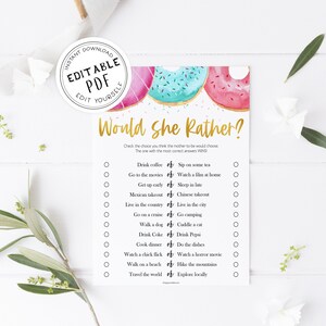 EDITABLE Would She Rather Game Printable Baby Shower Games - Etsy