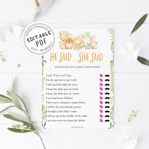 EDITABLE He Said She Said Baby Shower Game Printable Baby - Etsy