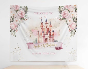 PRINCESS First Birthday Party Backdrop, A Little Princess First Birthday Welcome Backdrop. Princess 1st Birthday, Fairytale Birthday PR2