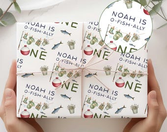 Personalised OFISHALLY One Wrapping Paper, O-Fish-Ally One Birthday, O Fish Ally One Party Birthday Wrapping Paper, Gone Fishing OFO