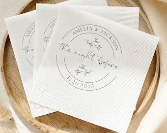 Personalized The Night Before Dinner Napkins Custom Rehearsal Dinner Napkins Rehearsal Cocktail Napkins Wedding Welcome Party Napkins