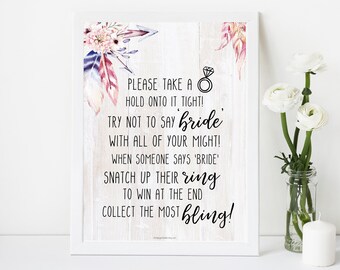 Printable Bridal Shower Games Printable Don't Say Bride - Etsy