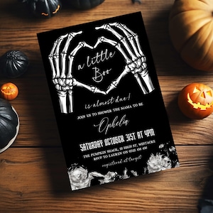 Halloween Baby Shower Invitation, A Little Boo is Almost Due Baby Shower Invite, Editable Halloween Baby Shower, Cute Baby Shower Invite LB1