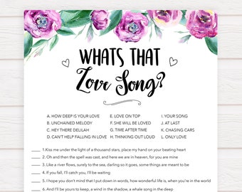 Peonies Bridal Shower Game, Love Song Game, Bridal Shower Games Printable, Wedding Shower Game, Garden Party Bridal Shower, Love Quotes, PP1