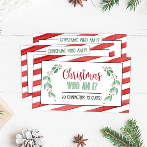 Jogos de festa de Natal, Quem sou eu, Jogo de festa de Natal, Jogos de Natal para impressão, Jogos de dia de Natal para família, Jogo de Natal, Engraçado