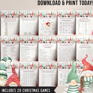 20 Christmas Games Bundle, Christmas Party Games, Gnomes, School Christmas, Christmas Game Printable, Office Christmas, Family Christmas