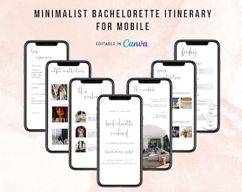 WILLOW Bachelorette Itinerary Mobile Template, Bachelorette Weekend Travel Itinerary, Canva Template, Hen Weekend, Minimal Bachelorette WL1