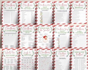 20 Christmas Games Bundle, Christmas Party Games, School Christmas Games, Christmas Games Printable, Office Christmas, Family Christmas Game