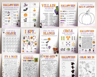 20 Kinder Halloween Spiele Bundle, Kinder Halloween Aktivität Paket, printable Download, lustige Halloween Ideen für Kinder, Halloween Spiele für Kinder