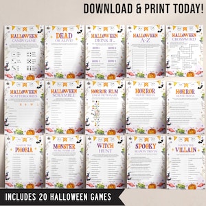 20 Halloween Party Games BUNDLE, Adult & Teens Halloween Party Games, Halloween Printable Games, Fun Halloween Activities, Halloween Games