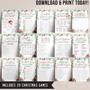 20 Christmas Games Bundle, Christmas Party Games, School Christmas Games, Christmas Games Printable, Office Christmas, Family Christmas Game