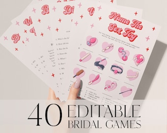 40 BACHELORETTE Games Bundle, Dirty Bachelorette Party Games, Retro Bachelorette Editable Template, Hen Party Games, Willy Game MZ1