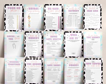 15 Disco Cowgirl Bridal Shower Games Bundle, Bachelorette Games Bundle, Fun Printable Bridal Games, Hen Party Disco Bachelorette SC2